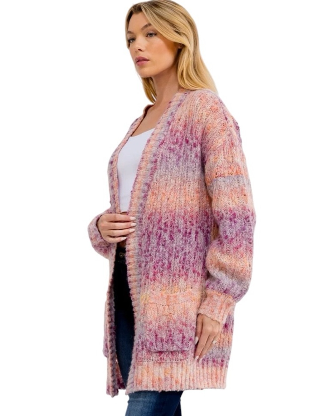 524:  RIVIR NEW SWEATER CARDIGAN PURPLE MULTI (H37)